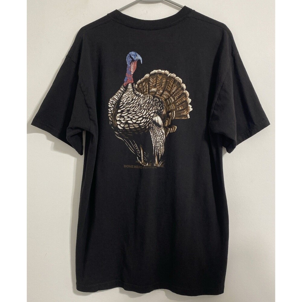Bone Head Outfitters Turkey Hunting Graphic Tee Shirt Men's L Black 100% Cotton - Picture 6 of 7